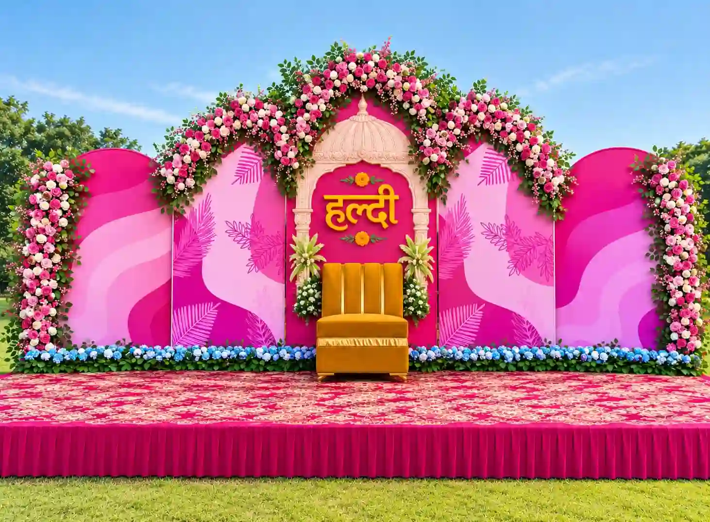 balloon decoration Pink Pearl Haldi Decor